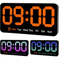 Digital Wall Clock 8.5 Inch Large Display LED Alarm Clock with Date Week Temperature Dual Alarm 3 Levels Brightness LED Clocks