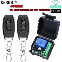 KEBIDU 433Mhz 10A Relay Receiver and 2CH Transmitter Remote Control DC 12V 1CH RF Wireless Switch For Door Electromagnetic Lock