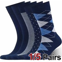 1/5 Pairs Men diamond Pattern Business Mid Tube Socks Anti Odor Sweat Absorbing Comfortable Breathable All Season Casual Socks