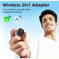 FLIXIVI Car Play CarPlay Android Auto Adapter 2in1 Wired To Wireless 5GHz WiFi5, Plug and Play, for OEM Wired CarPlay/Auto Cars