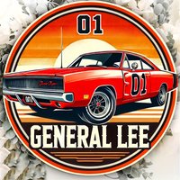Vintage General Lee Racing Car Metal Tin Sign - 8x8 Inch Aluminum Wall Art with Number 01 & Duke Boys Design, Retro Garage Decor