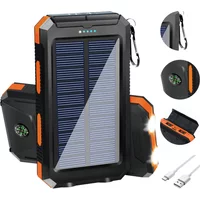 20000mAh Solar Power Bank Portable Solar Charger Waterproof Dual 5V USB Ports 2 LED Light Flashlight For Cell IPhone Outdoor