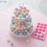 【YY28】15 Cavity Rose Shape Silicone Chocolate Candy Mold DIY Dessert Pudding Cake Decoration Mould Ice Ball Making Tools{Y}