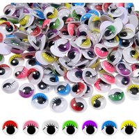 100pcs Plastic Googly Eyes with Eyelashes Wiggle Eye Self Adhesive Assorted Colors 10mm Round Sticker Eyes for Arts Scrapbooking