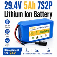 29.4V 5Ah 7S2P Lithium Ion Battery | Replacement 24V Battery for Electric Scooter Leaf Blower Hedge Grass Trimmer Cordless Vacuu