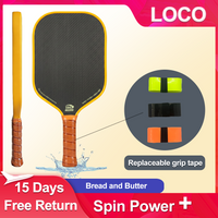 LOCO Bread & Butter Professional Pickleball Paddle T700 Carbon Fiber 16mm Honeycomb Core & Anti-Slip Grip for Maximum Spin Power