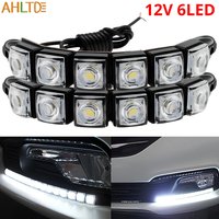 2pcs Universal Car Led DRL Daytime Running Light Flexible 6LED White Waterproof Driving Fog Bulb Turn Signal Lamp Auto Styling