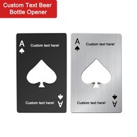 Poker Custom Text Beer Bottle Opener Personalized Name Card Beer Opener Stainless Steel Engraving Customized Text Bottle Opener