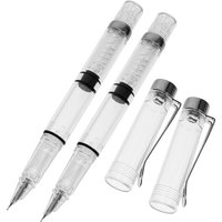 2Pcs Ink Absorber Fountain Pens Transparent Resin Metal Smooth Writing Calligraphy Practice Student School Stationery Office Pen