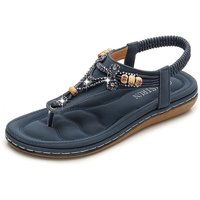 Summer Shoes for Women Fashion Bohemia Women Crystal Bead Flat Sandals Casual Flip Flops Slip on Sandalias Beach Shoes 35-42