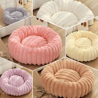 40/50/60cm Pet Kennels Long Plush Round Cat Nest Winter Warm Dog Beds Kennel Super Soft Dogs Mat Sofa Pet Deep Sleeping Supplies