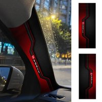 2 Pcs Sporty Pattern Car A-Pillar Stickers Self-adhesive Black Red Car Interior Stickers Carbon Fiber Scratch-resistant