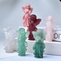 1pc Natural Rose Quartz Loveliness Angel Statue Craft Decor Selenite Carving Angel Healing Crystal Energy Stone Witchcraft Gifts
