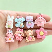 10pcs Kawaii Rabbit Bear Cat Resin Charms Handmade Accessories