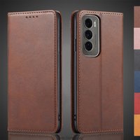 Magnetic attraction Leather Case for OPPO Reno 12 / Reno12 Global Version Holster Flip Cover Case Wallet Phone Bags Fundas Coque