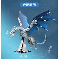 Fantasy Frost Ice Dragon Building Block Model, Fabric Wings Movable Giant Dragon Building Blocks, Large Collectible Building Block Display Piece, Birthday Gift for Boys, Teenagers, Adults, Desktop