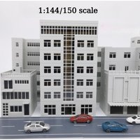Diorama 1/150 Scale Building Models City Street View Building Model Railway Layout Scene Display Model Collection Perfect Gift