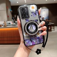 A55 Purple butterfly Plating Bracelet Holder Phone Case For Samsung A70 A54 A71 A53 A72 A35 A50 A51 A32 A34 A25 A33 A52 A73Cover
