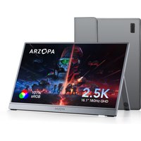 ARZOPA 16.1inch 2.5K 180Hz 100%sRGB Portable Gaming Monitor HDR10 External Second Display Screen Z3FC Grey with Bag