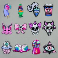 10pcs/lot Halloween Pink Cartoon Cat Sheep Eyeballs Acrylic Charms Pendant for DIY Jewelry Making keychain Earring Accessories