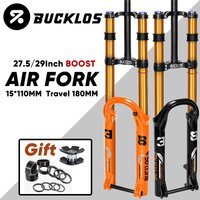 AliExpress BUCKLOS 27.5/29Inch Dual Crown Suspension Fork 15*110mm Boost Bike Air Fork Travel 180mm MTB Air Suspension Fork Bicycle Parts