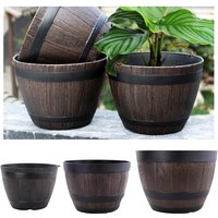 Barrel Planter Pot Large - Resin Outdoor/Indoor Flower Pot Resistant Finish