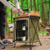 Outdoor Folding Table Portable Camping Picnic Lightweight Multi-functional Storage Rack Cooking Cabinet BBQ Hiking Equipment