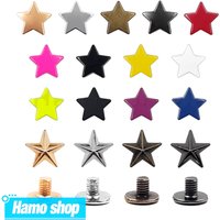5-10pcs Metal Stars Screwback Rivets Studs Screw Garment Sewing Nail Button DIY Clothing Bag Shoes Hat Leather CraftsSupplies