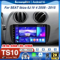 Android 16 do SEAT Ibiza 6J IV 4 2008 - 2015 Multimedialny odtwarzacz wideo Radio samochodowe Auto Stereo CarPlay Mirror Link DVD QLED