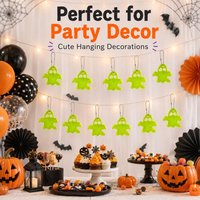 Fluorescent Green Ghost Wall Hanging Decor, Cute Halloween Party Ornaments for Spooky Season Decoration