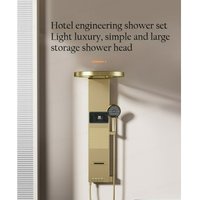 New Bathroom Wall Mounted Gold and Grey Aluminum Waterfall Shower Panel Set with Light Emitting Diode Digital Display