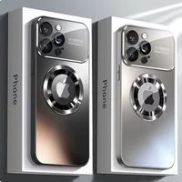 New Titanium Metallic Luxury Matte Case For iPhone 17 16 15 14 13 12 Pro Max Plus For Magsafe Glass Lens Camera Protection Cover