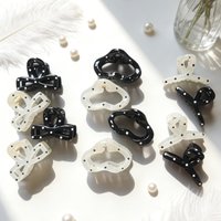 4PC Fashion Classic Style Black White Dot Small HairClaw Clips for Women Girls Retro Hair Accessories Headwear