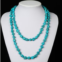 Boho Irregular Personality Turquoise Long Necklace Original Design Ethnic Long Necklace