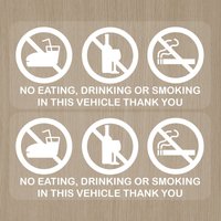 2Packs 100x50mm No Smoking Vaping Eating Drinking CCTV Window Car Taxi Bus Stickers