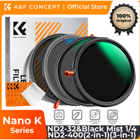 K&F CONCEPT 49-82mm Variable 2-in-1 ND2-32/Black Diffusion Mist 1/4 1/8/ND2-400/CPL/ND2-2000 3-in-1 Multi-Function Camera Filter
