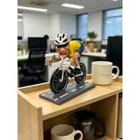 AliExpress NONE Cartoon Cyclist Figurine, Resin Biker Statue, Hand-Painted Road Bike Rider Ornament, Yellow Jersey Sports Themed Decor