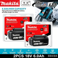 2026 Original Makita 18V 6.0Ah Powerful Long-lasting Rechargeable Battery+Electric Drill+Charger, For Makita Power Tools Battery