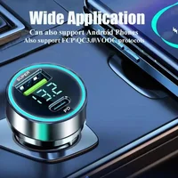 USB-Autoladegerät 120 W Typ C Schnelllade-Telefonadapter LED-Digitalanzeige Zigarettenanzünder im Auto für iPhone Xiaomi Samsung