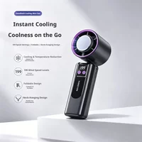 Foldable Neck Handheld Fan Rechargeable Portable Cooling Fan Low Noise Strong Wind Outdoor Travel Summer Daily Heat Relief Fan