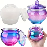 1 set of round resin can molds with LIDS, DIY jewelry storage boxes, concrete candle containers, gift and home decoration