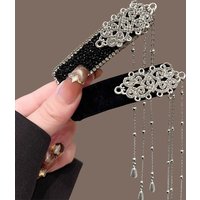 Elegant Tassel Hair Clip New Chinese Hollow Pattern Design Exquisite Long Bangs Clip Girls' Hair Accessories Gift