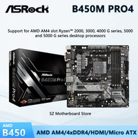 ASROCK B450M PRO4 Brand New motherboard B450 AM4 placa mãe memória ram DDR4 CPU For Ryzen 7 5800X3D 5 5600X 5 5500 Micro ATX