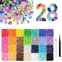 28 Colors Resin Rhinestones with Tweezers for Bedazzling, Multicolor 3mm Crystal with for Bedazzled Nail Art Crafting Makeup