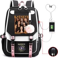 Fashion Kpop Katseye Dog Print Backpack Boy Girl School Bag Women Men Teens Travel Bag Daily Backpack Girl Group Bag