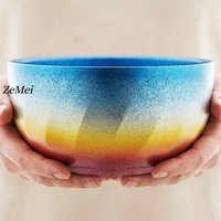 Pure Titanium Thickened Double-Wall Salad Bowl, Multicolor Double-Layer Ice-Flake Texture Home Food Storage Soup Bowl Tableware