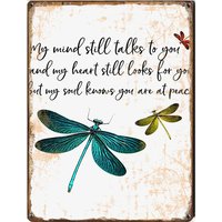 Graman My Mind Still Talks to You and My Heart Still Looks for You but My Knows You are at peacetin Sign Home Decor,Retro Art
