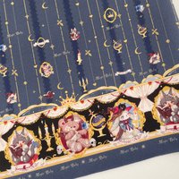 Navy Blue“Magic World” All-Over Print Lolita Fabric for OB11 & BJD Doll Clothing - Positional Pattern Textile