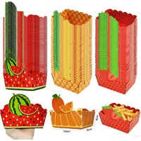 5-50Pcs Fruit Paper Food Trays Disposable Hot Dog Tray Summer Fruit Print Snack French Fries BBQ Picnic Birthday Party Supplies