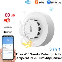 Tuya WiFi Temperature and Humidity Sensor Smoke Detector Protection Alarm Smoke house Combination Firefighters